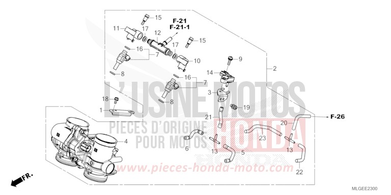 DROSSELKLAPPENGEHAEUSE von Africa Twin DCT GLINT WAVE BLUE METALLIC (B197X) von 2023